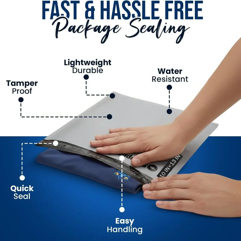 100 Durable Waterproof Polymailers 10x13 Poly Mailers Self Seal for Clothes Book - Picture 3 of 5